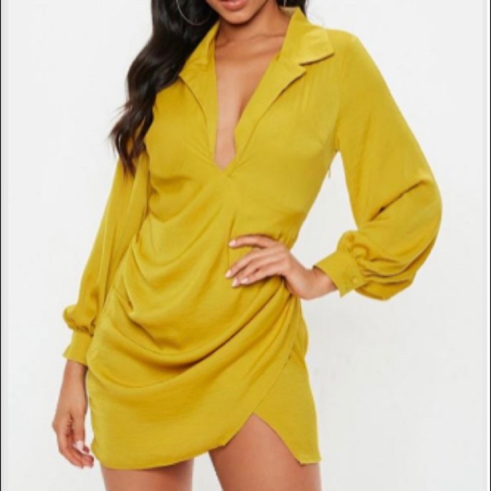 chartreuse satin mini dress